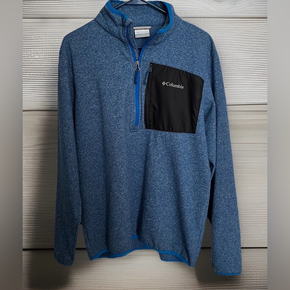 Men's Columbia 1/2 Zip Pullover Sweater Heather Blue Size M